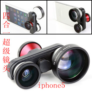 苹果iphone5手机 5倍超级增距 鱼眼 微距 前置鱼眼四合一镜头