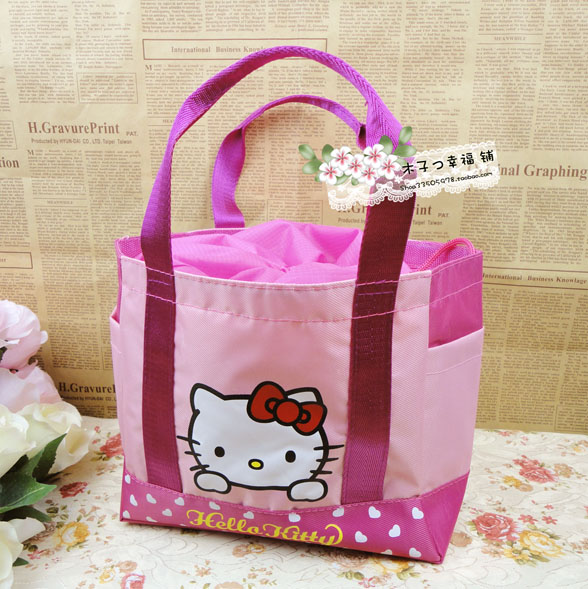 新款日本卡通凯蒂猫hello kitty 防水便当袋饭盒包妈妈包购物袋