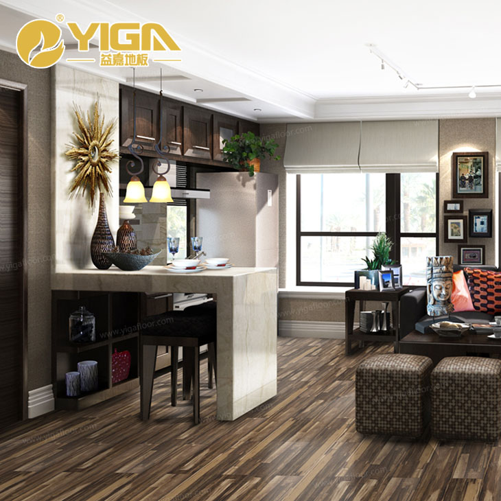 益嘉品牌强化复合地板 仿实木倒角系列 封蜡防水耐地热环保木地板