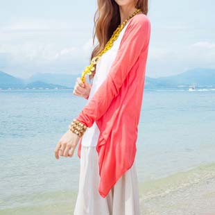 2013夏季新款女装 韩版糖果色无扣披肩防晒衫空调薄开衫针织衫 女