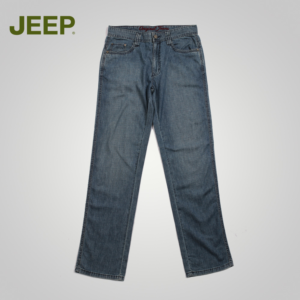 JEEP专柜牛仔长裤男裤吉普正品JS12WP137直筒裤宽松直筒商务绅士
