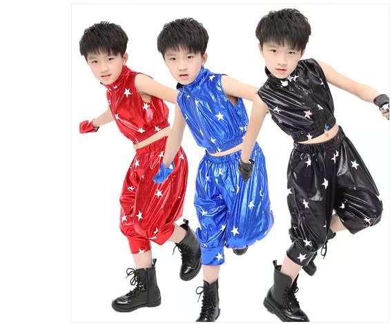 新款少儿街舞表演服儿童舞蹈演出服装现代女童爵士舞表演服装男童