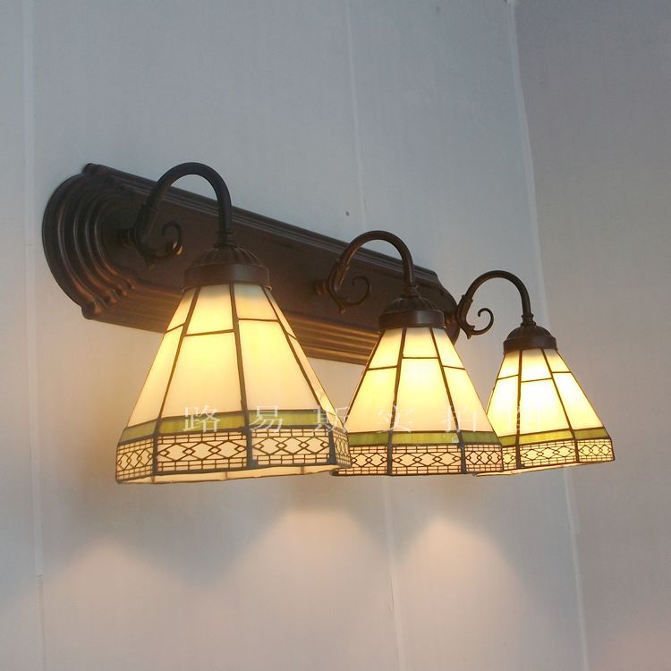 [路易斯]3头简约复古壁灯蒂凡尼日式特色怀旧具镜前餐厅阳台灯饰