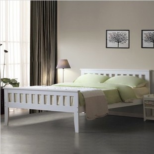 田园北欧宜家 韩式白色实木床1.5米双人床单人床松木床 儿童床