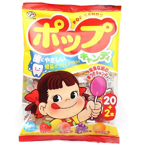 日本进口不二家绿茶多酚护齿水果棒棒糖 防蛀牙日版21支裝4 口味