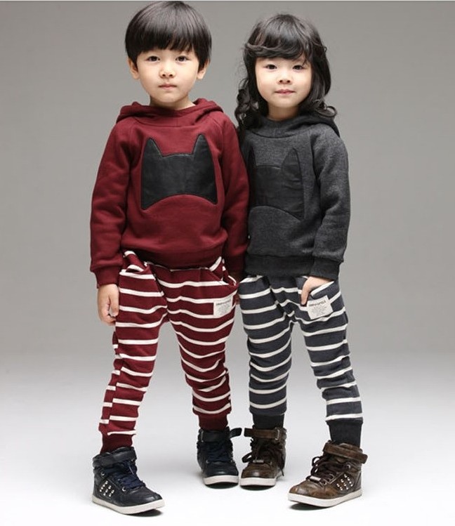 童装2015儿童装女童男童春款衣服同款韩版小孩子条纹运动套装