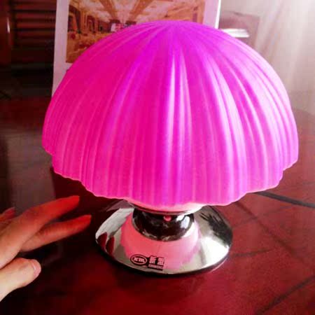 时尚彩色菊花触摸紫色玻璃装饰桌台灯卧室床头书房艺术创意礼物灯