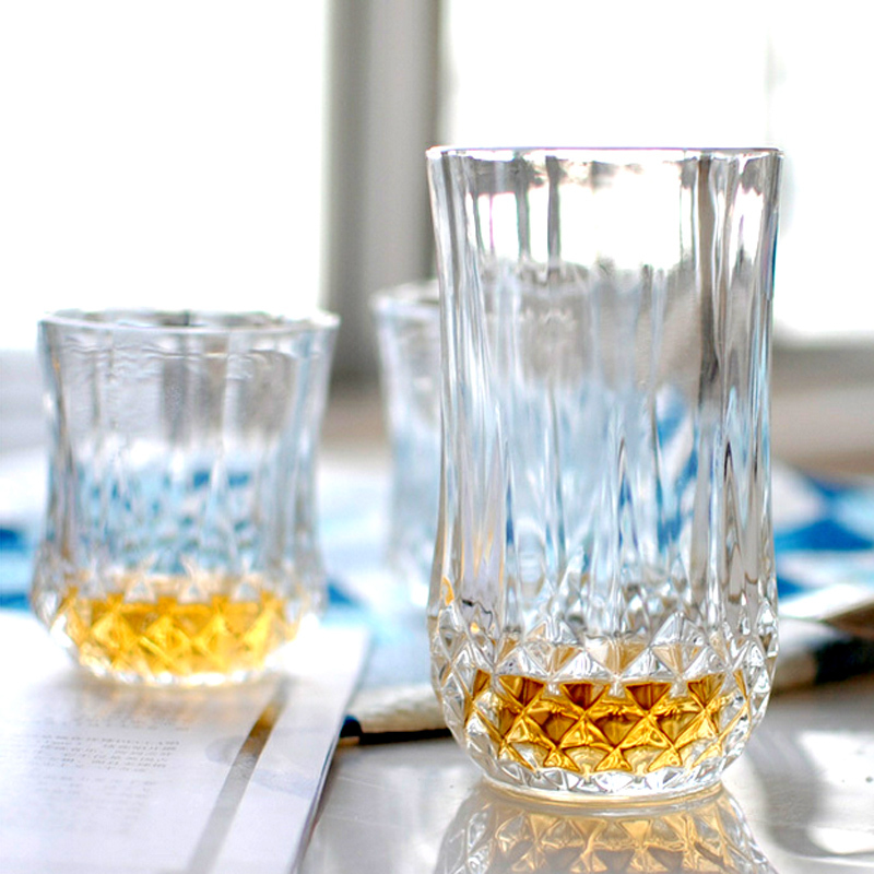 钻底透明水晶玻璃啤酒杯威士忌杯牛奶杯饮料水杯玻璃杯736475