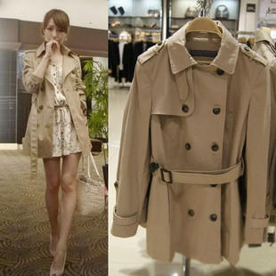 2013春秋装新款AYUKI韩版双排扣中长款修身风衣女外套