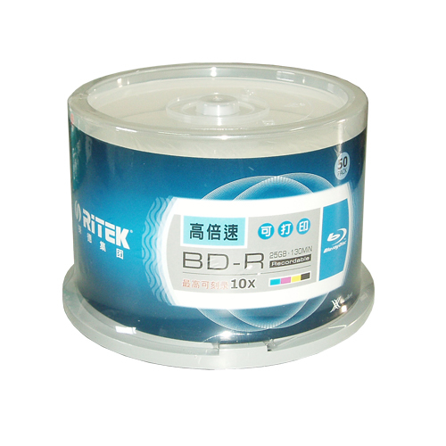 【铼德】RITEK 蓝光 小圈 可打印 10X BD-R 25GB 50片桶装！正品