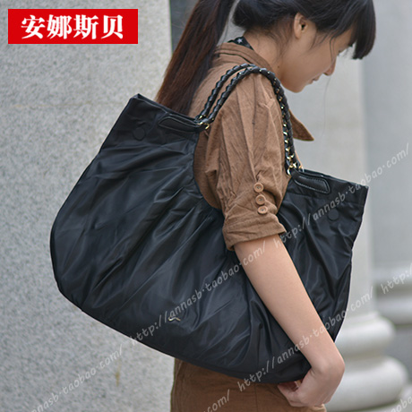 ab家女包2015新款潮女包b韩版时尚单肩包女款水饺形软把尼龙大包