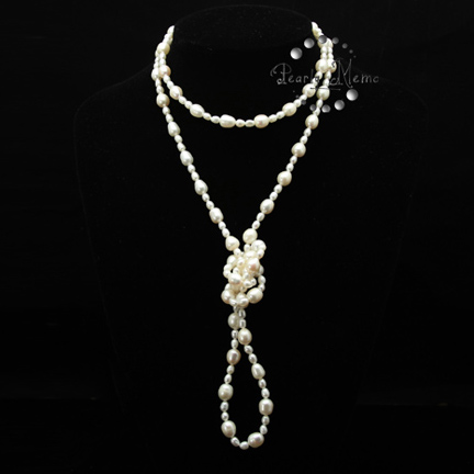 大小韵律变化造型天然珍珠项链 毛衣链 Vintage秋季必备 促销包邮