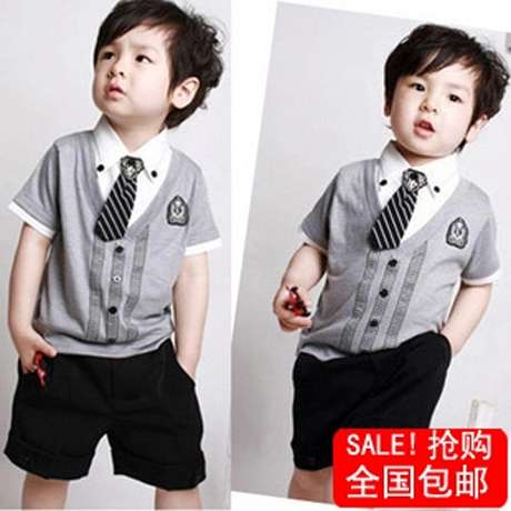 包邮 2015夏季儿童套装男童韩版夏款宝宝小孩衣服2-3-4-5-6-7-8岁