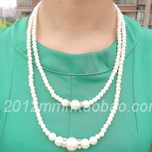 韩版新款珠光宝气超大优雅珍珠长款多层 仿珍珠项链毛衣链正品
