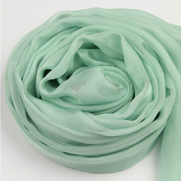 新款围巾韩国女披肩两用 秋冬长款真丝薄款桑蚕丝 清新薄荷绿丝巾