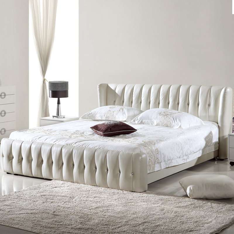 韩式公主婚床真皮1.8米双人床软体小户型皮艺床免费送货到家安装