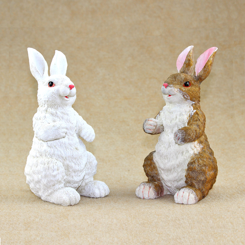 庭院装饰树脂动物摆件可爱创意兔子工艺品客厅卧室书桌儿童房摆件