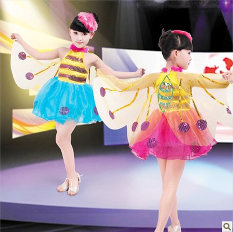 新款儿童演出服女童动物装小蜜蜂表演服纱裙蝴蝶卡通幼儿舞蹈服