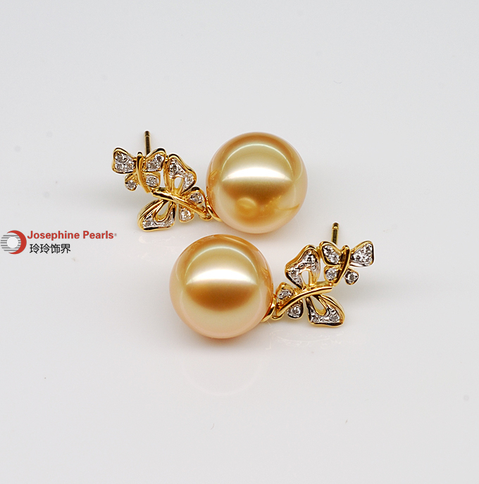 【黛尚海珍珠】18K耳环托  适合9.5-13mm珠子