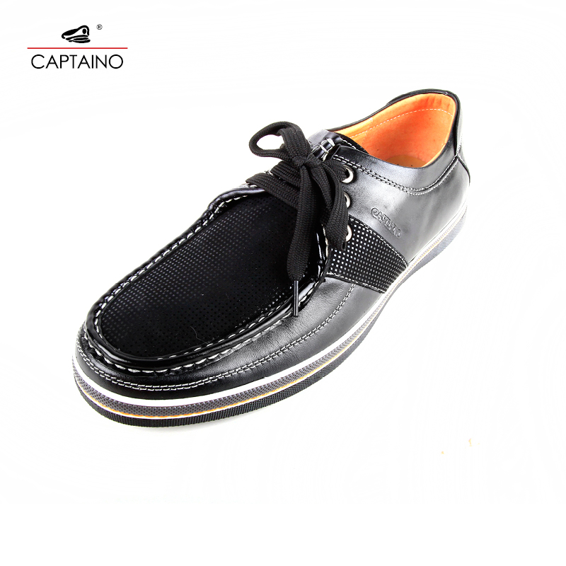 凯普狄诺专柜正品商务休闲头层牛皮透气黑色低帮系带皮鞋PX11107