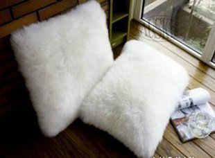 100%澳洲纯羊毛抱枕靠枕（含芯）毛绒长毛欧式沙发靠垫/腰垫