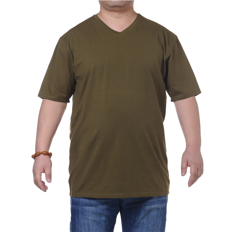 新款纯色男士短袖T恤夏装 加肥加大半袖上衣 大码肥佬胖子圆领T恤