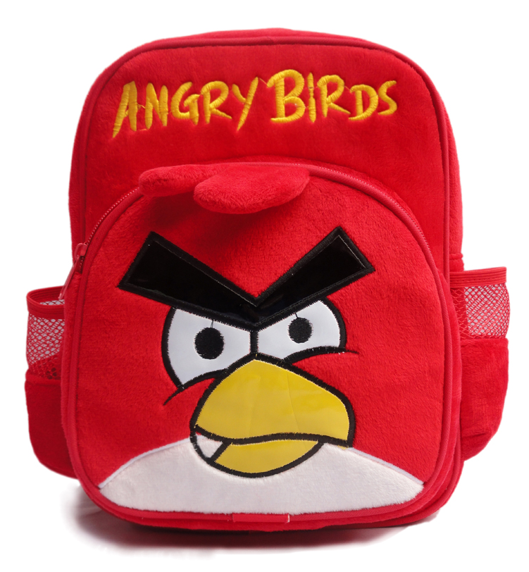 新款毛绒玩具愤怒的小鸟可爱卡通幼儿园双肩背包儿童书包  硬骨