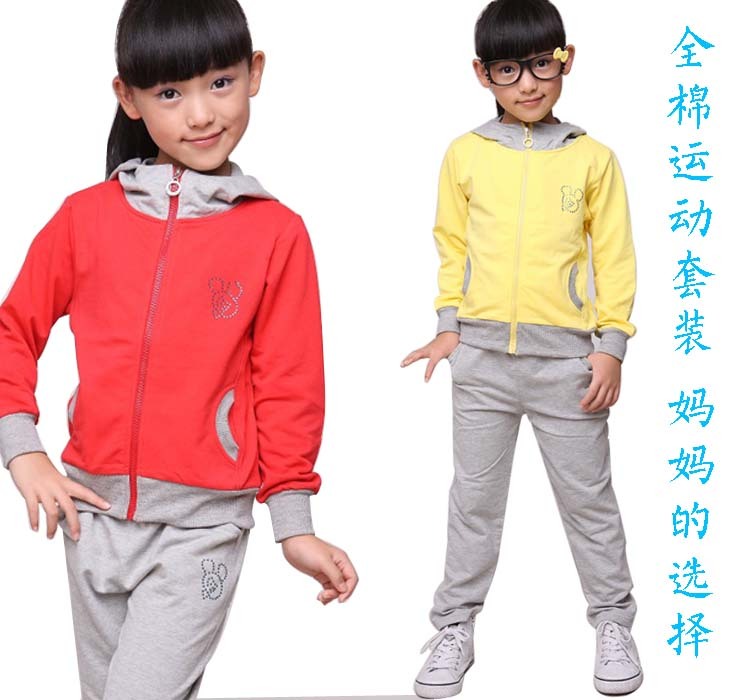 2015新款秋装童装女童秋装套装韩版中大童运动休闲纯棉套装1314