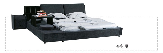 特价双人布床1.8米储物高箱 现代简约软包床 高档榻榻米布艺床 黑