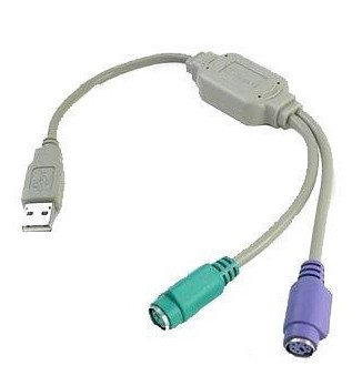 包邮USB转PS2U口转圆口鼠标键盘PS2转USB转接头线转换器带芯片