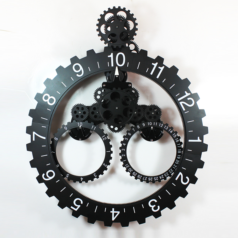 热卖欧式简约大挂齿轮钟创意客厅艺术壁挂钟表三角大挂齿轮钟时钟