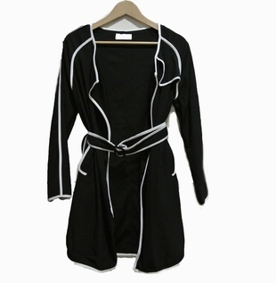 韩国代购 2014年春季新款 黑白相间雪纺风衣 外套 女