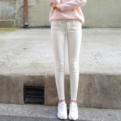 特价2015春装新款韩国显瘦浅色白色小脚牛仔裤女铅笔裤子韩版潮