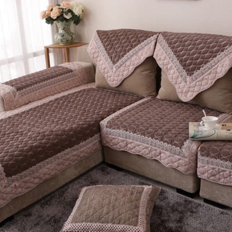 高档纯色亚麻欧式珍珠绒防滑沙发垫皮沙发垫布艺坐垫沙发巾沙发套