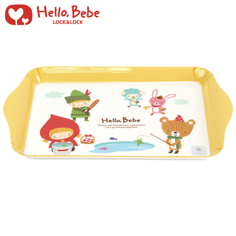 乐扣乐扣Hello Bebe儿童卡通餐具 长方形密胺迷你餐盘托盘 LBB462