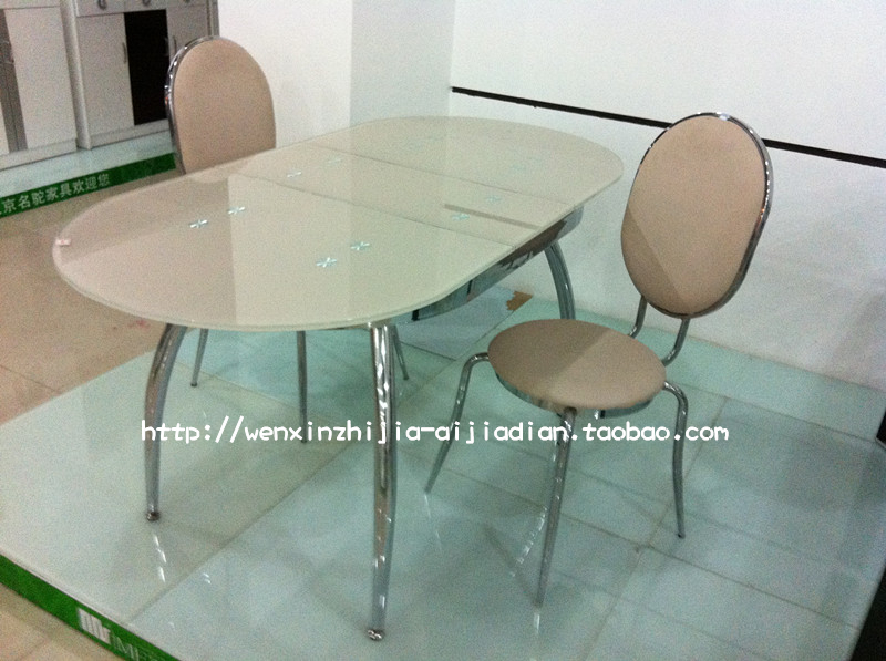 钢化玻璃 伸缩餐桌 折叠餐台 餐桌椅组合 现代简约 烤漆 小户型