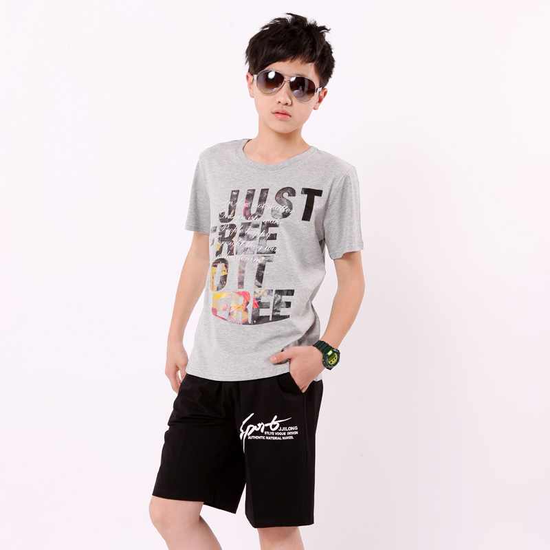 童装男童夏装2015新款韩版潮流套装休闲运动套装短袖T恤儿童套装
