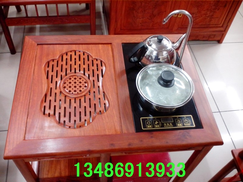 特价红木仿古实木家具非洲花梨木小茶几茶水柜带电磁炉小茶桌