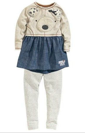 【NEXT正品代购】2013秋女童3D小熊裙衣+打底裤2件套 现货