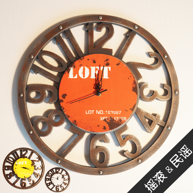 【sloft】loft简约欧美 做旧美式 创意挂钟客厅 卧室壁钟 钟表时