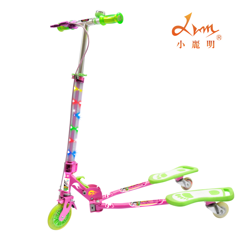 小丽明儿童蛙式滑板车三轮滑板车XLM-904直筒闪光