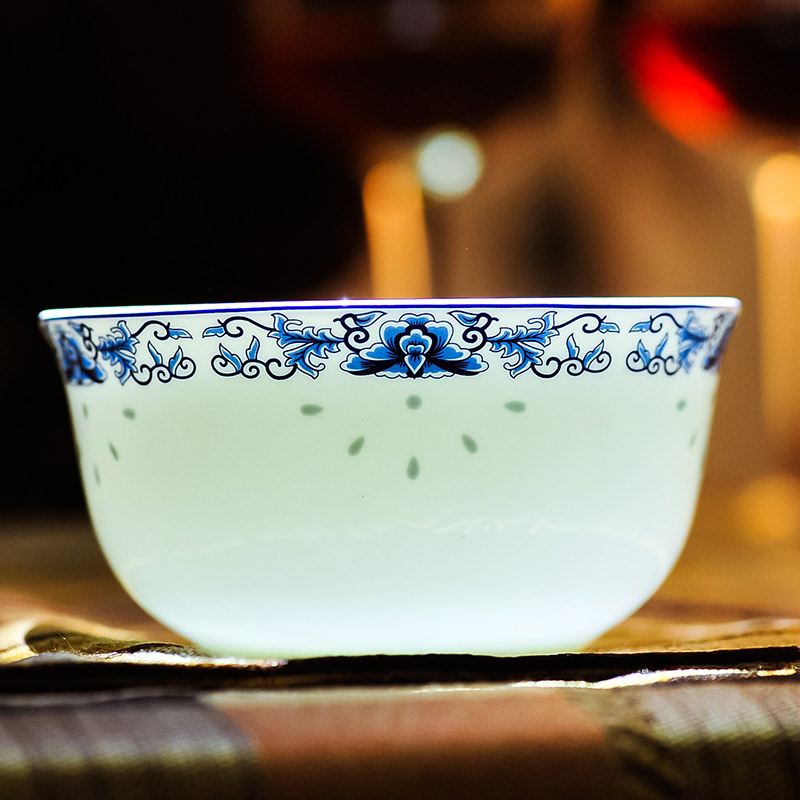 景德镇陶瓷器 正品骨瓷套碗 餐具 米饭碗 小汤碗 青花瓷 釉中彩