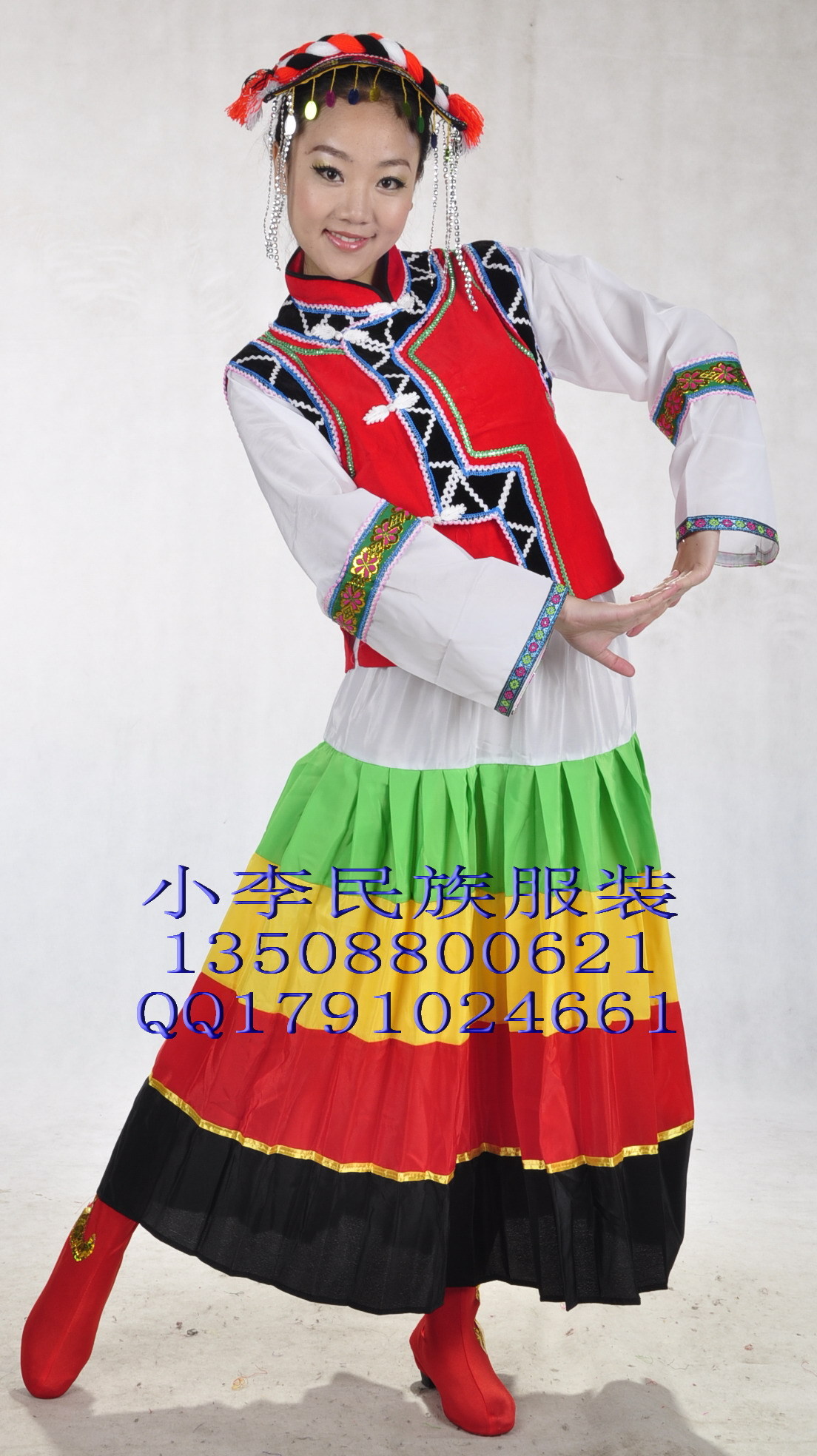 云南少数民族凉山彝族女装/民族舞蹈演出服装/舞台表演彝族服装