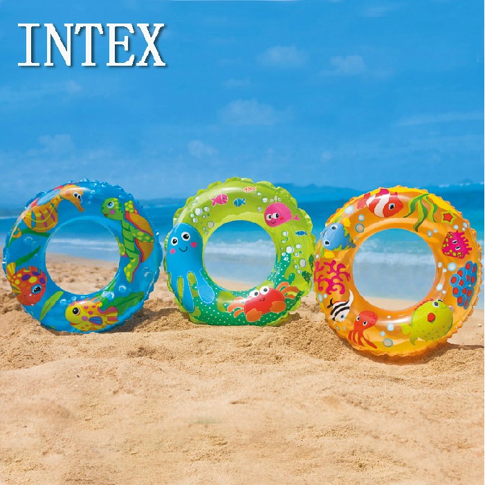 原装正品INTEX-59242透明浮圈泳圈童游泳圈救生圈直径61CM6-10岁
