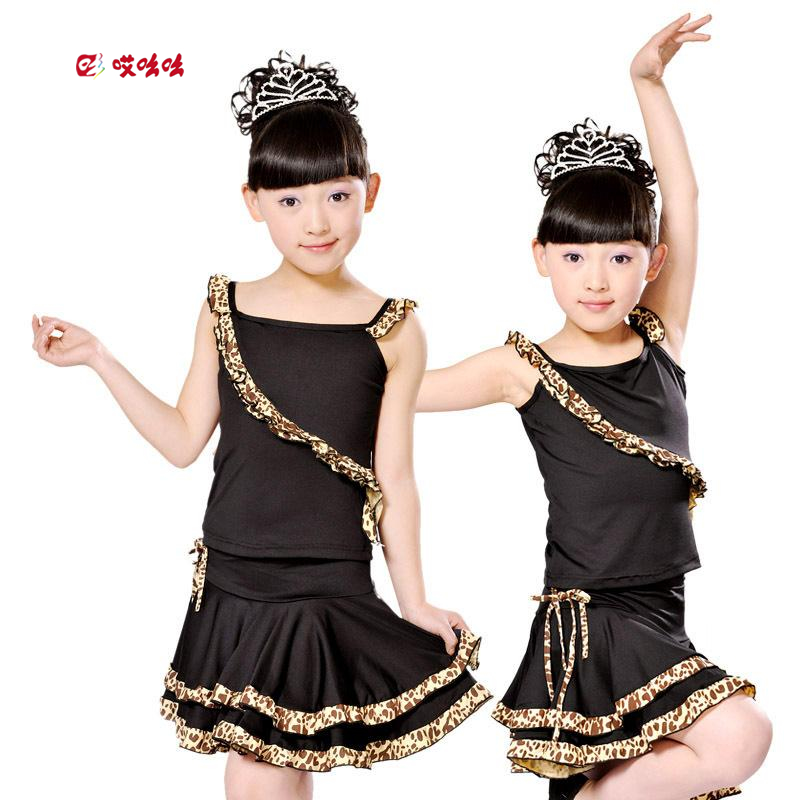 六一拉丁舞裙儿童拉丁舞服装女童舞蹈服幼儿舞蹈服练功服豹纹