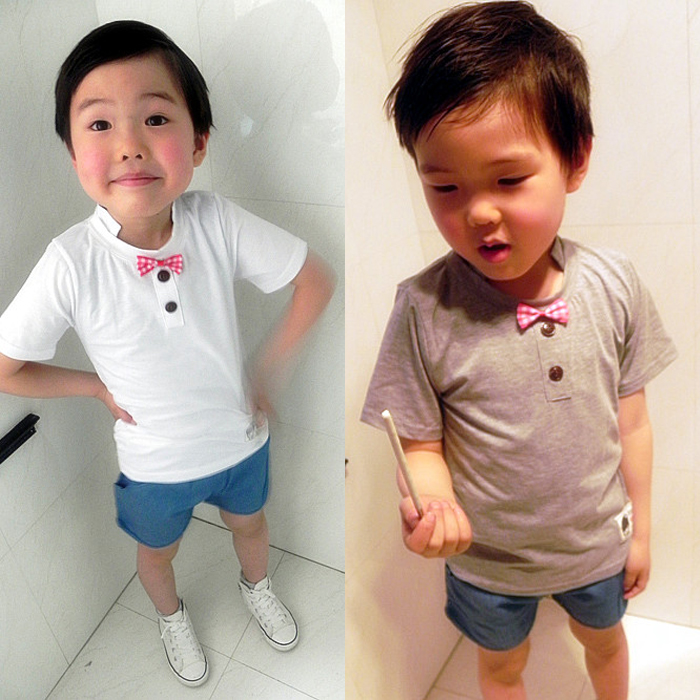 韩国韩版夏季儿童两件套装 男童 童装短袖T恤牛仔短裤 套装女童装