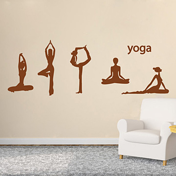 瑜伽 墙贴纸形体人物剪影个性舞蹈健身玻璃橱窗运动墙贴纸画特价