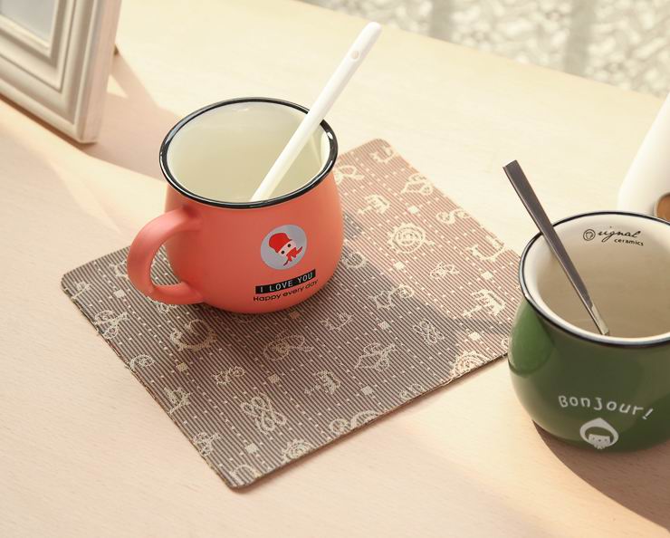 法国爱情密码系列高档精致客供布料鼠标垫杯垫隔热垫餐桌餐具垫