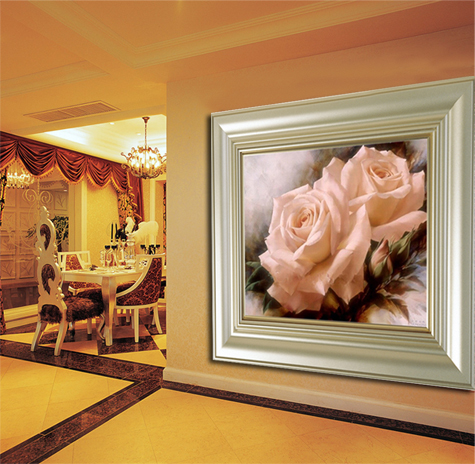 手绘油画高档装饰画粉色玫瑰温馨浪漫有框装饰画居家装饰画特价