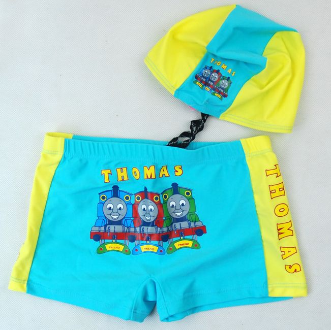 泳裤 小孩男童泳衣 2-13岁男孩游泳衣儿童泳衣带泳帽 游泳裤